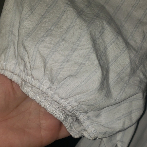 White Striped Puff  Sleeve Corset Back Dress - Picture 8 of 8